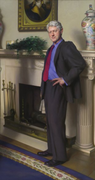 In this image released by the National Portrait Gallery, the portrait of former President William Jefferson Clinton, a 2005 oil on canvas by artist Nelson Shanks, was unveiled at the Smithsonian Institution's National Portrait Gallery on Monday, April 24, 2006. (AP Photo/National Portrait Gallery, Nelson Shanks)